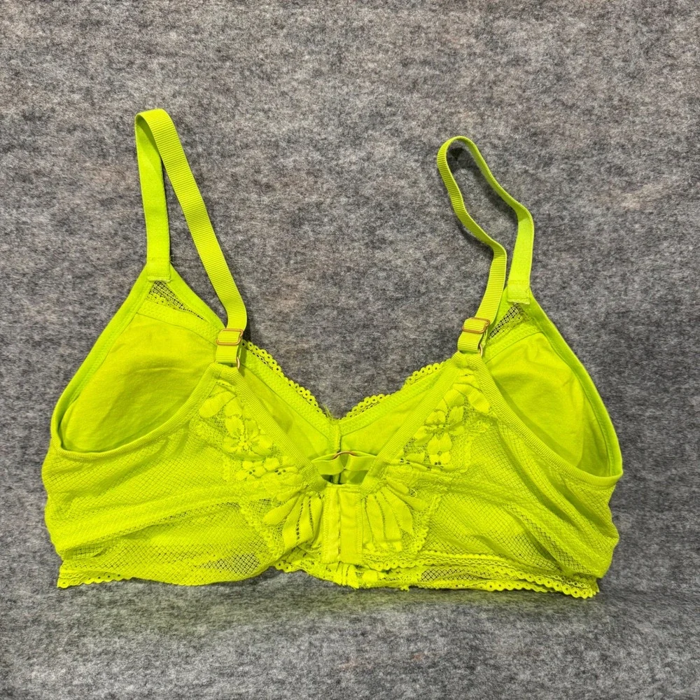 Aerie Floral Lace Wireless Bralette Neon Green‎ XL Boho Longline Bra